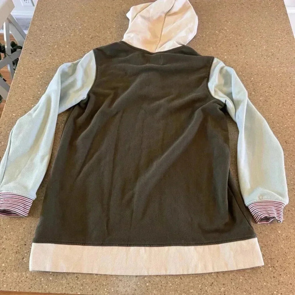 Lands' End Serious Sweats Sweatshirt Hoodie Size M 10-12 Color-Block Pullover - Picture 8 of 8